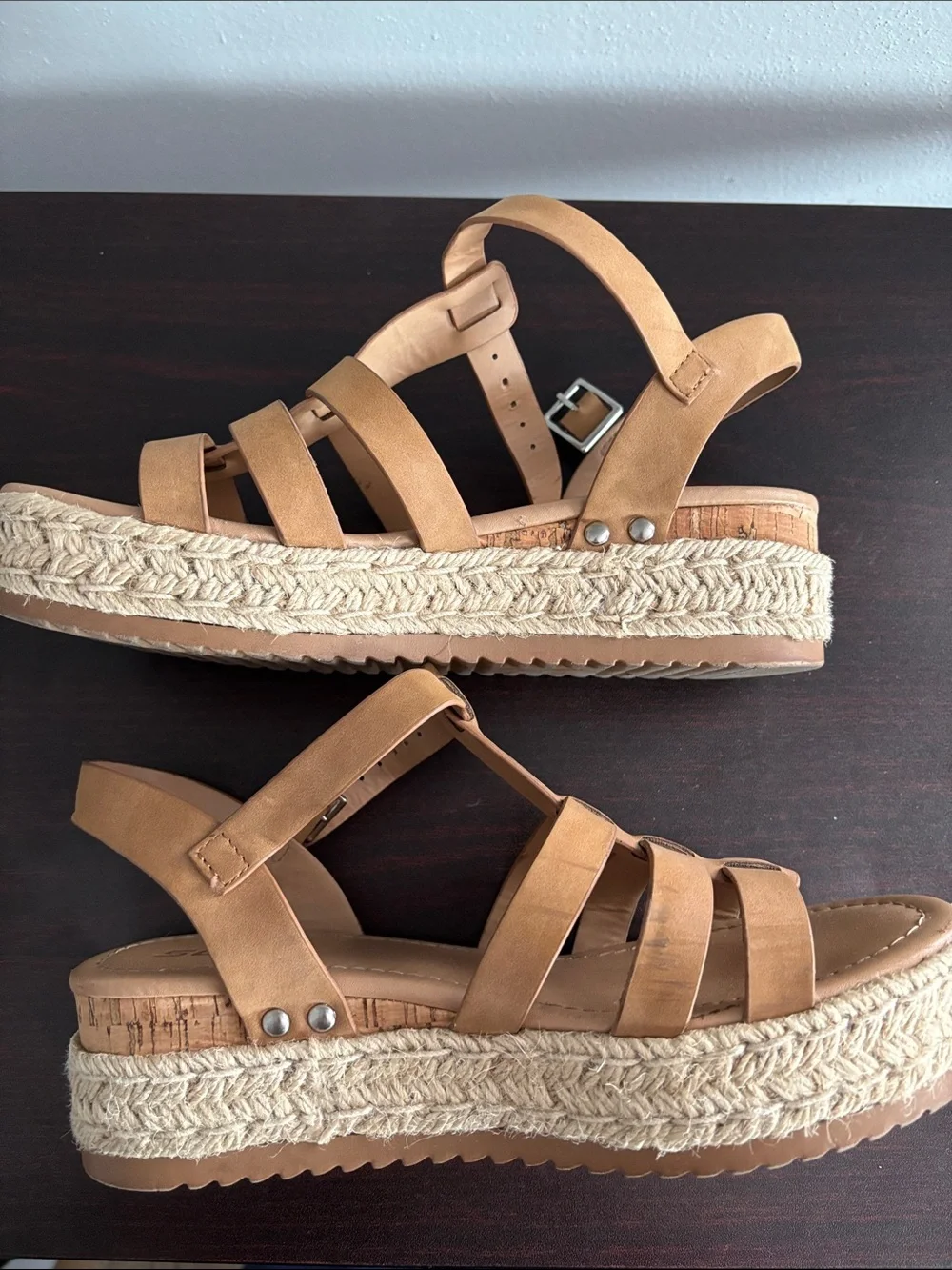 Soda Tan Strappy Platform Espadrille Sandals